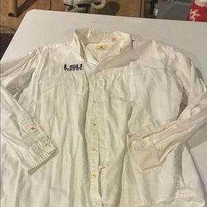 LSU Tigers White Casual Button Down Shirt
